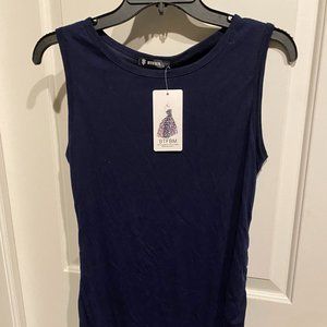 BTFBM Women's Casual Dress Runched Neck Sleeveless Tank Bodycon Mini Dress